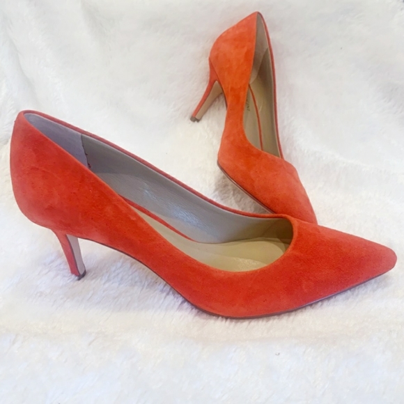 Enzo Angiolini Shoes - Enzo Angiolini Summer Red Heels Sz 5.5 M Sexy Suede Formal Cocktail Party EUC